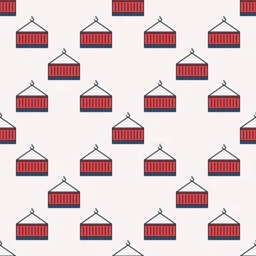 Red Cargo Shipping Container vector cute seamless pattern Illustrazione stock