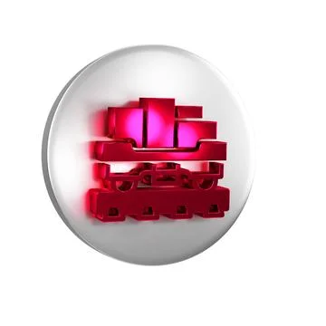 Red Cargo train wagon icon isolated on transparent background. Full freight.. Stock Illustration