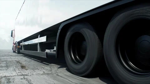 Red cargo truck on construction. driving. transport logistic concept. Stock Footage 328540853