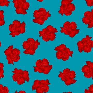 Red Carnation Flower on Blue Background Stock Illustration