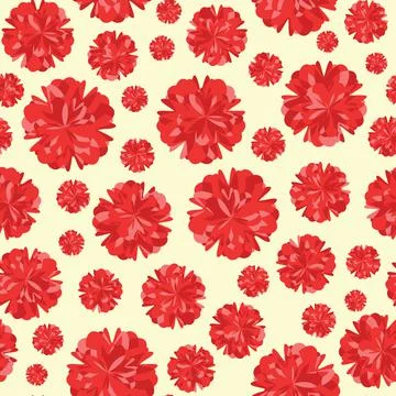 Red carnations floral seamless vector pattern Stock Illustration