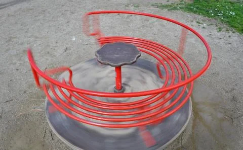 Red carousel spinning round 库存照片