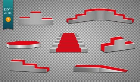 Red carpet and round podium with lights effect, abstract background, vector Stock-Illustration