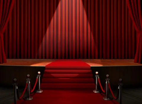 Red carpet and stage with security barrier Stock Illustration