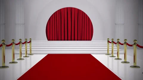 Red Carpet Curtain Open with transparent (alpha) background Stock Footage 252054906