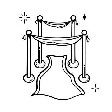 Red Carpet Doodle hand-drawn line Vector illustration in doodle style isolate Stock Illustration