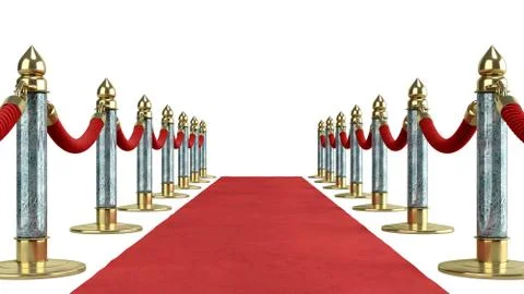 Red carpet for event 3d render on white no shadow Stock Illustration