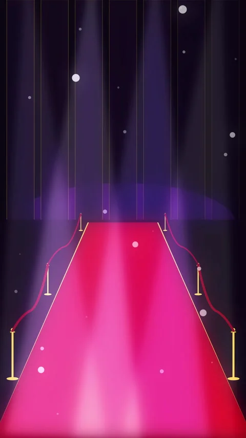 Red carpet event animation with stage spotlight and VIP premiere loop Stock Footage 346545356