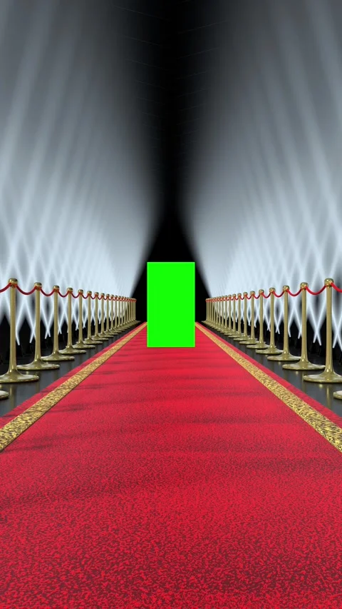 Red Carpet with Flashing Lights and Green Screen Stock Footage 333641409