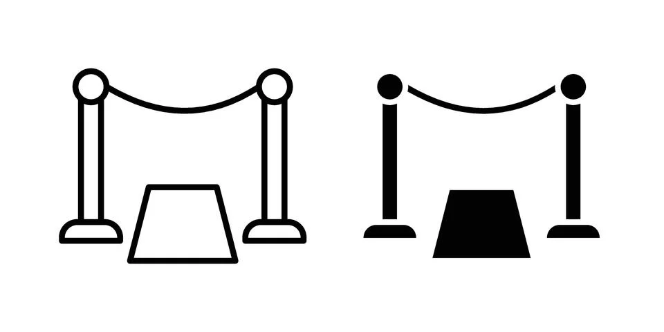 Red carpet icon linear versions pack on white background Stock Illustration