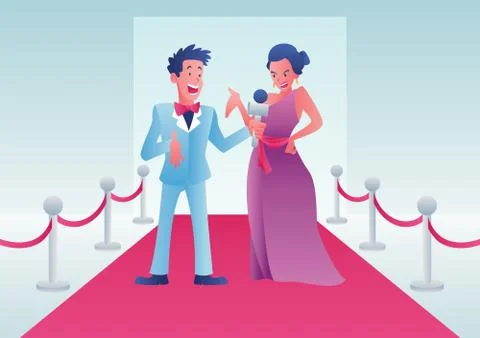 Red Carpet Interview Stock Illustration