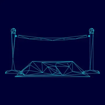 Red carpet low poly triangulation triangulated polygonal electric cyan blue.. Stock Illustration