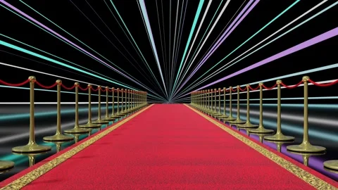 Red Carpet with Moving Light Rays and Flashing Lights Stock Footage 333486787