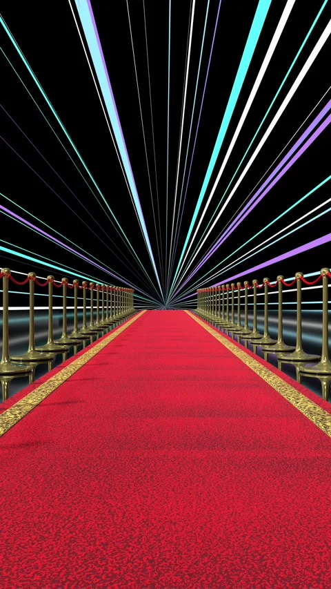 Red Carpet with Moving Light Rays and Flashing Lights Stock Footage 333645137