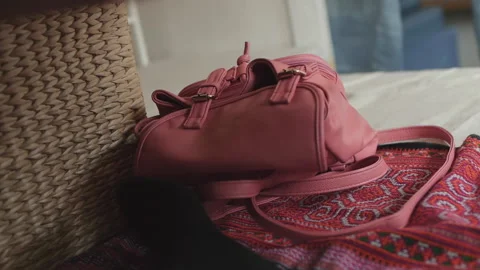 Red carpet, red backpack Stock Footage 186882416