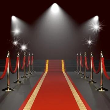 Red carpet with red ropes Illustrazione stock
