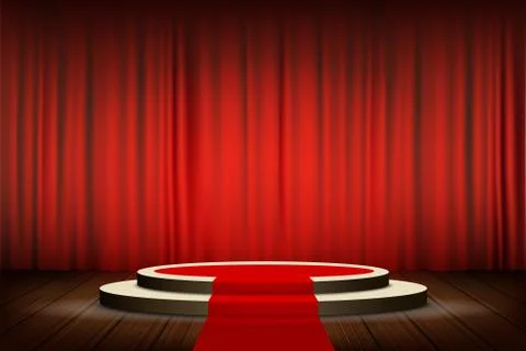 Red carpet on the round podium with steps Stock-Illustration