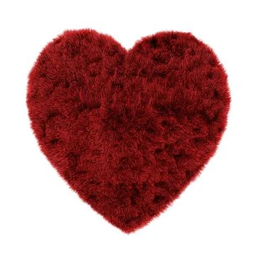Red carpet in the shape of a heart made of wool isolated background 3d Stock Illustration