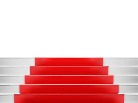 Red carpet Staircase with space for text,3D VIP Stock Illustration