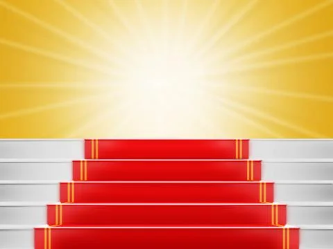 Red carpet Staircase with space for text,3D VIP Stock Illustration