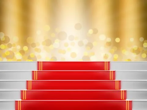 Red carpet Staircase with space for text,3D VIP Stock Illustration