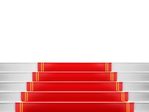 Red carpet Staircase with space for text,3D VIP Stock Illustration