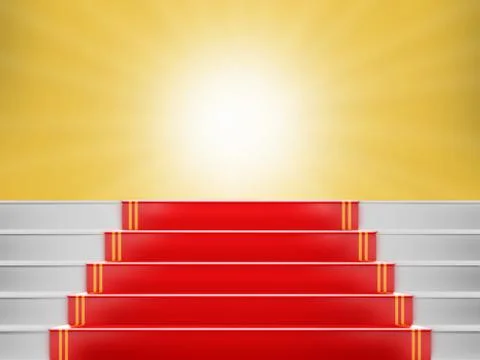 Red carpet Staircase with space for text,3D VIP Stock Illustration