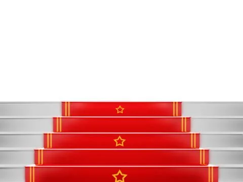 Red carpet Staircase with space for text,3D VIP Stock Illustration