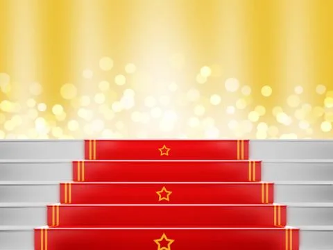 Red carpet Staircase with space for text,3D VIP Stock Illustration
