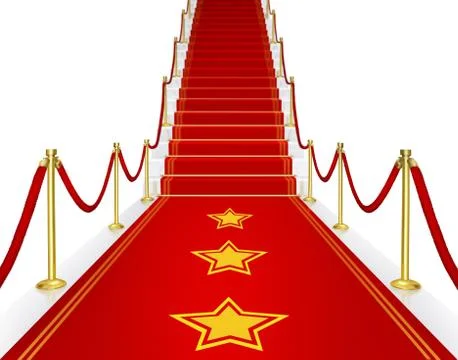 Red carpet Staircase with space for text,3D VIP Stock Illustration