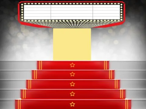 Red carpet Staircase with space for text,3D VIP Stock Illustration