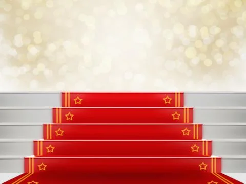 Red carpet Staircase with space for text,3D VIP Stock Illustration