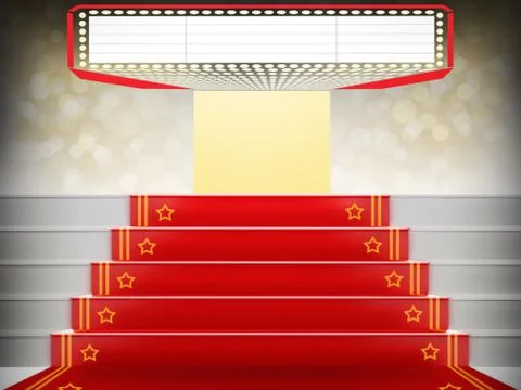 Red carpet Staircase with space for text,3D VIP Stock Illustration