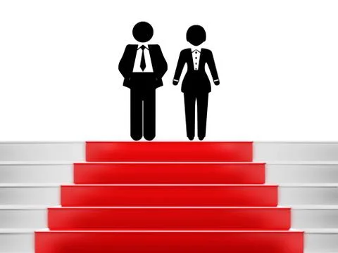 Red carpet Staircase with space for text,3D VIP people Stock Illustration