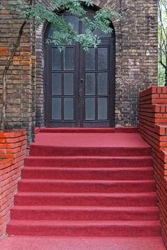 Red carpet stairs Stock Photos
