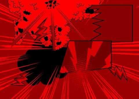 Red Cartoon Background, comic book abstract backdrop. Retro vector comics p.. Stock Illustration