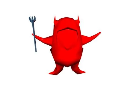 Red cartoon devil with horns and trident Illustrazione stock
