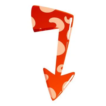 Red cartoon downward arrow with irregular spots pointing down Stock Illustration