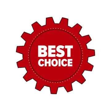Red cartoon gear with words 'Best Choice' 스톡 일러스트