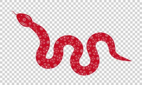 Red cartoon snake pattern in paper cut style 스톡 일러스트