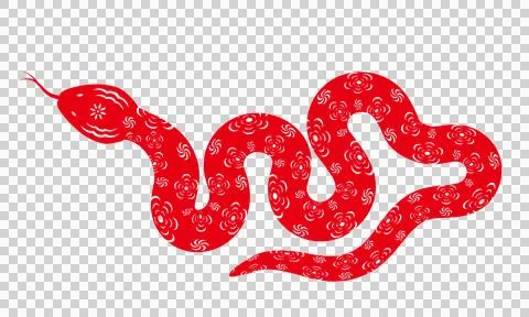 Red cartoon snake pattern in paper cut style イラスト素材