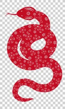 Red cartoon snake pattern in paper cut style 스톡 일러스트