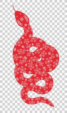 Red cartoon snake pattern in paper cut style イラスト素材