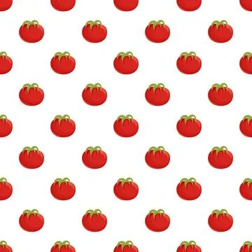 Red cartoon tomato seamless pattern on white background Stock Illustration