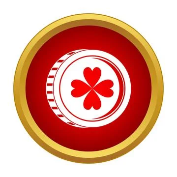 Red casino chip with four leaf clover Stock Illustration