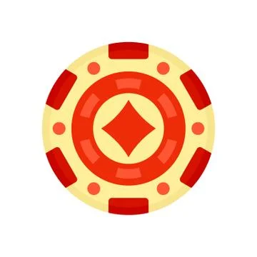 Red casino chip icon, flat style 스톡 일러스트