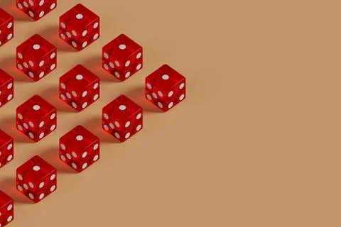 Red casino dice isometric pattern with copy space. 3d illustration. Stock Illustration