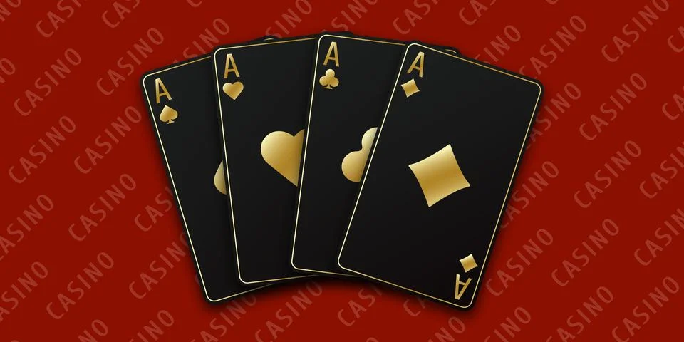 Red Casino table background. Vector illustration Casino of all the aces. A ha Stock Illustration