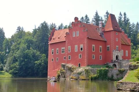 Red castle house Stock Photos