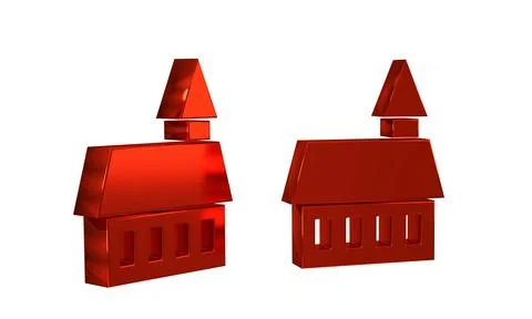 Red Castle icon isolated on transparent background. Stock Illustration